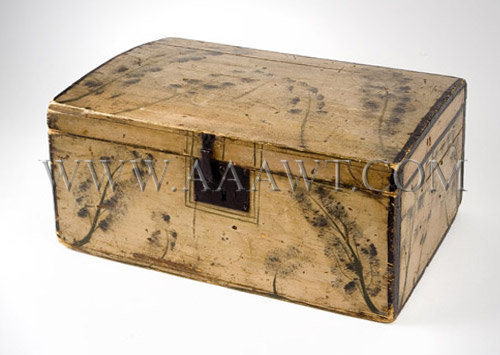 Antique Paint Decorated Dome Top Trunk, Early 19th Century, angle view